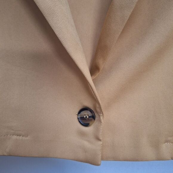 Dizzy Lizzy Womens Cropped Blazer One Button Long Sleeve Camel Tan Medium - Picture 5 of 10